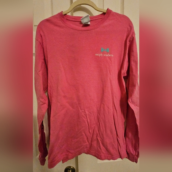 Simply Southern Pink Long Sleeve Shirt. Puppies on back. Size Medium. - Picture 1 of 5